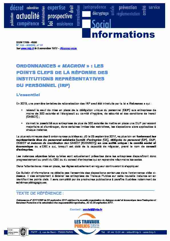 [PDF] ORDONNANCES « MACRON » : LES POINTS CLEFS DE  - FNTP