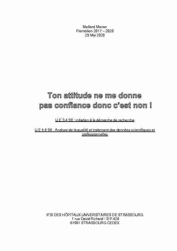 Maillard Manon Promotion 2017 – 2020 25 Mai 2020 U.E 3.4 S6
