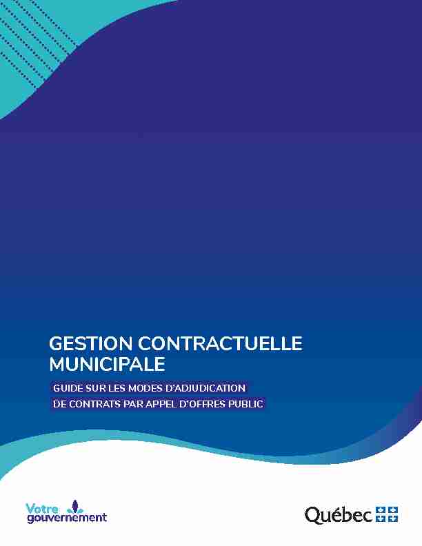 GESTION CONTRACTUELLE MUNICIPALE - Quebec