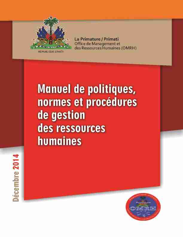 [PDF] Manuel de politiques normes et procédures de Gestion des  - OMRH