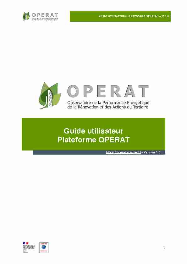 Guide utilisateur Plateforme OPERAT - V 1.0