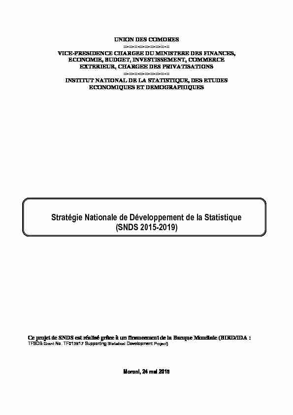 Stratégie Nationale de Développement de la Statistique (SNDS