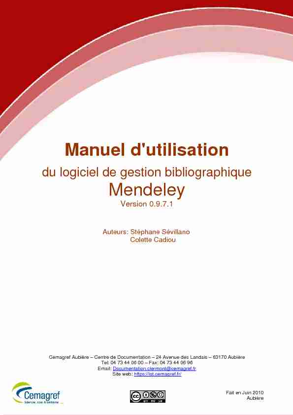 Manuel dutilisation Mendeley