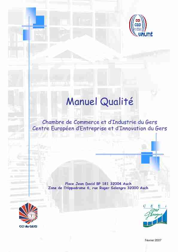 Manuel Qualité - Chambre de commerce et dindustrie du Gers