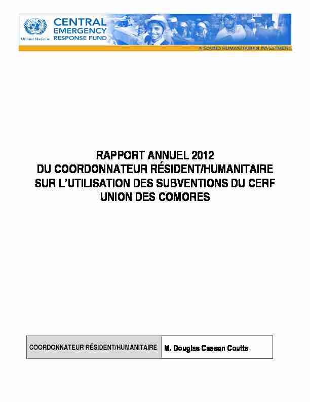 RAPPORT ANNUEL 2012 DU COORDONNATEUR RÉSIDENT