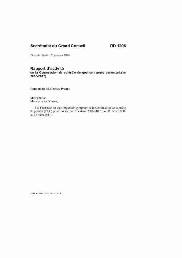 RD 1206 - Rapport dactivité de la Commission de contrôle de