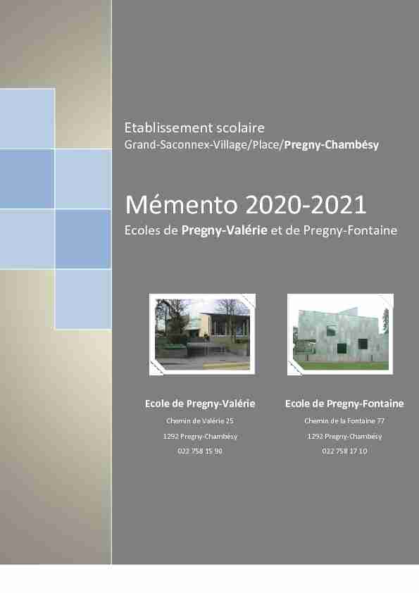 [PDF] Mémento 2015-2016 - Espace Ecole - GECH