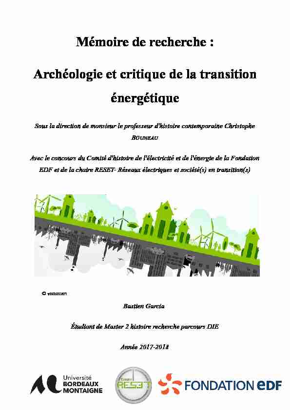 Mémoire de recherche : Archéologie et critique de la transition