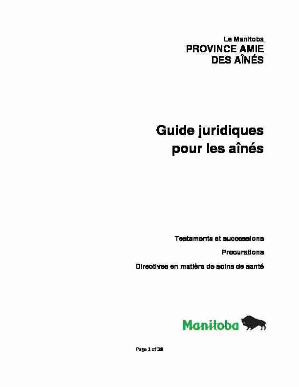 Guide juridiques pour les aînés - Province of Manitoba