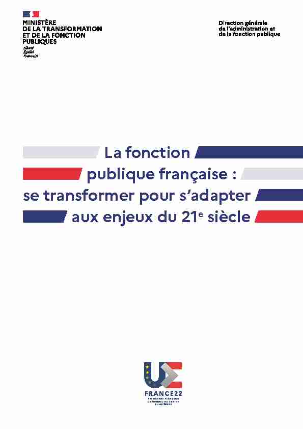La fonction publique française : se transformer pour sadapter aux