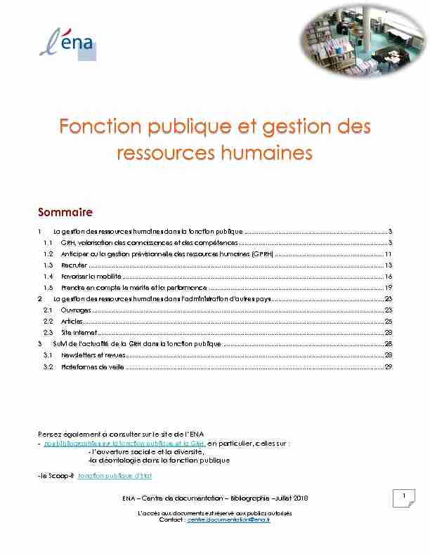 [PDF] Fonction publique et gestion des ressources humaines - ENA