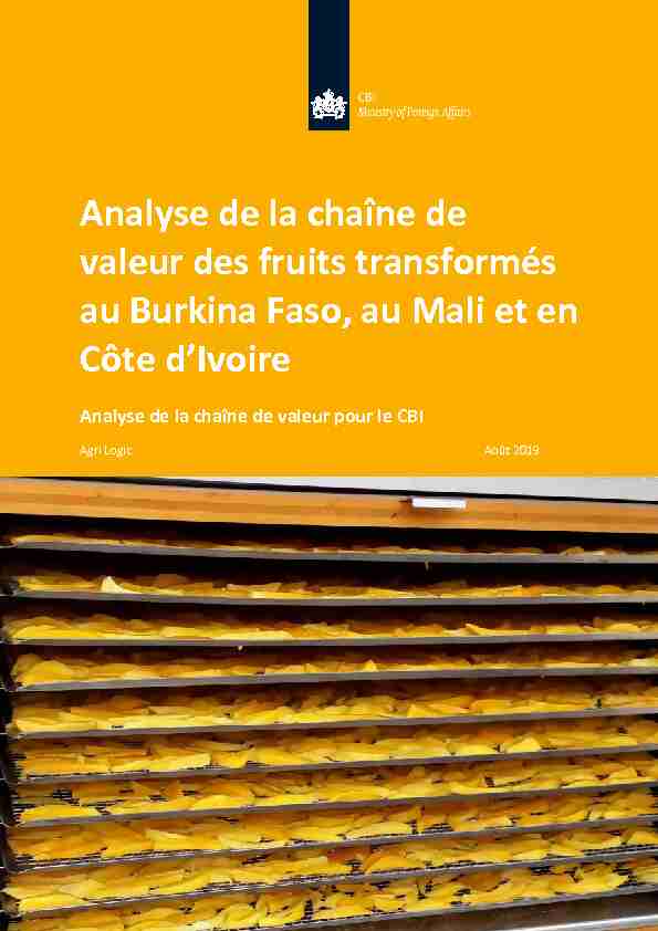 Analyse de la chaîne de valeur des fruits transformés au Burkina