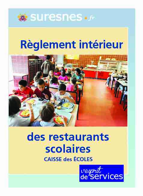 Règlement intérieur des restaurants scolaires - Année 2014 / 2015