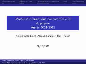 Master 2 Informatique Fondamentale et Appliquée Année 2021-2022