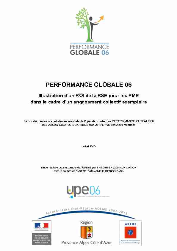 PERFORMANCE GLOBALE 06- Etude et résultats