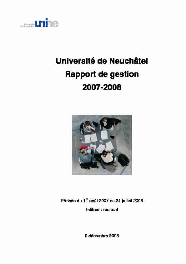 Rapport de gestion de lUniversité de Neuchâtel 2007-2008