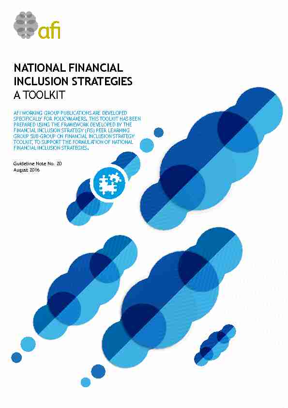 NATIONAL FINANCIAL INCLUSION STRATEGIES A TOOLKIT