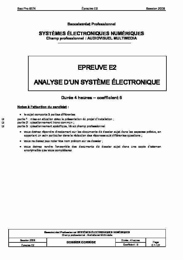 [PDF] Dossier correction SEN 2009 - didier villers on line