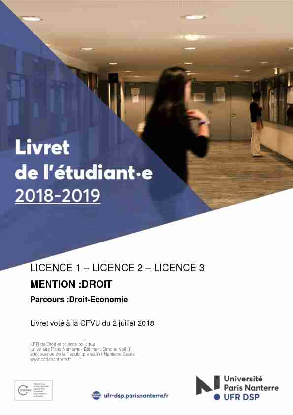 LICENCE 1 – LICENCE 2 – LICENCE 3 MENTION :DROIT