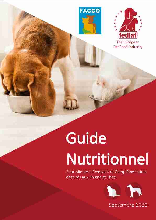 FEDIAF Guide Nutritionnel Publication Septembre 2020 (traduction