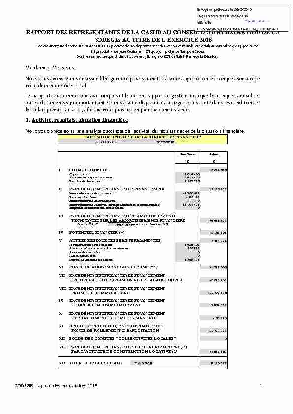 [PDF] Rapport de gestion du Président exercice clos  - CASUD