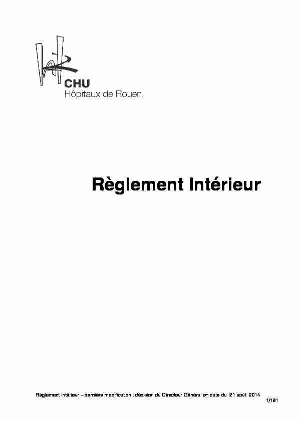 Règlement intérieur du CHU de Rouen