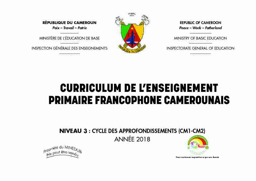curriculum de lenseignement primaire francophone camerounais