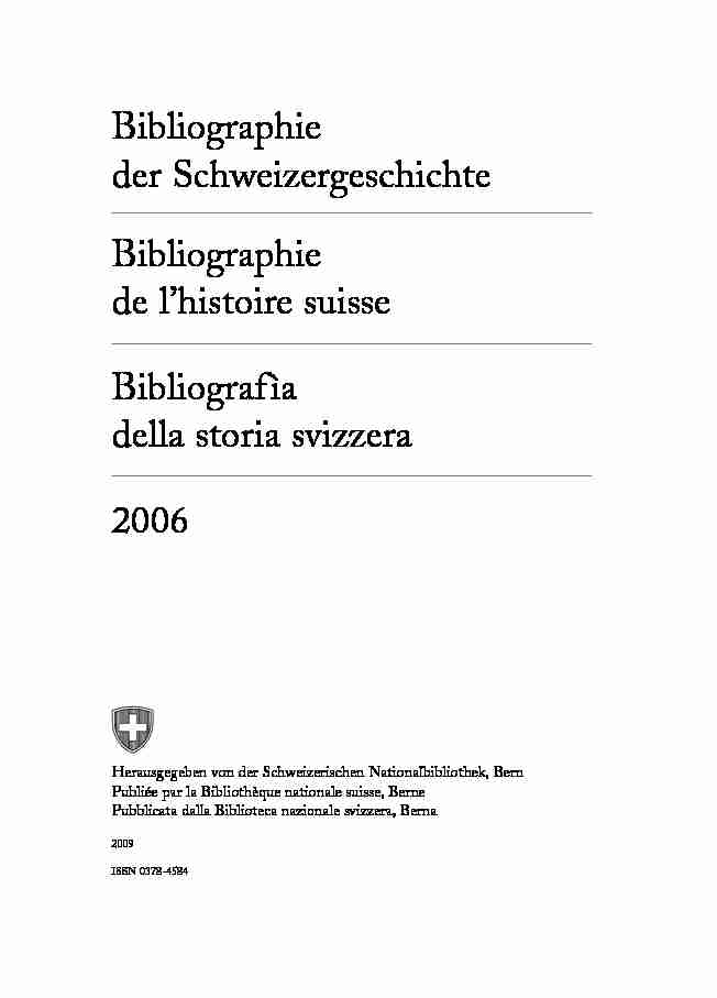 Bibliographie der Schweizergeschichte Bibliographie de lhistoire