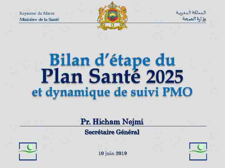 Bilan détape du Plan Santé 2025 et dynamique de suivi PMO Pr