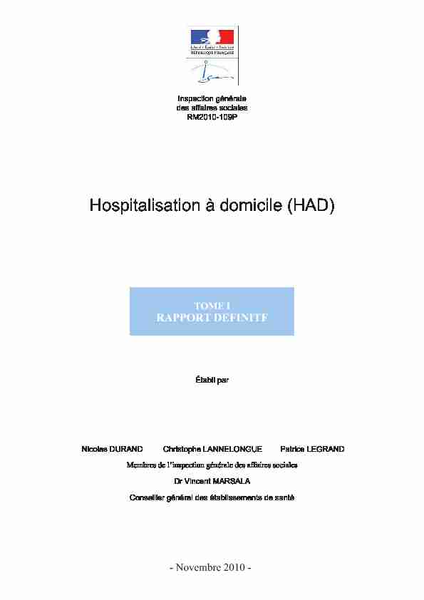 Hospitalisation à domicile (HAD)