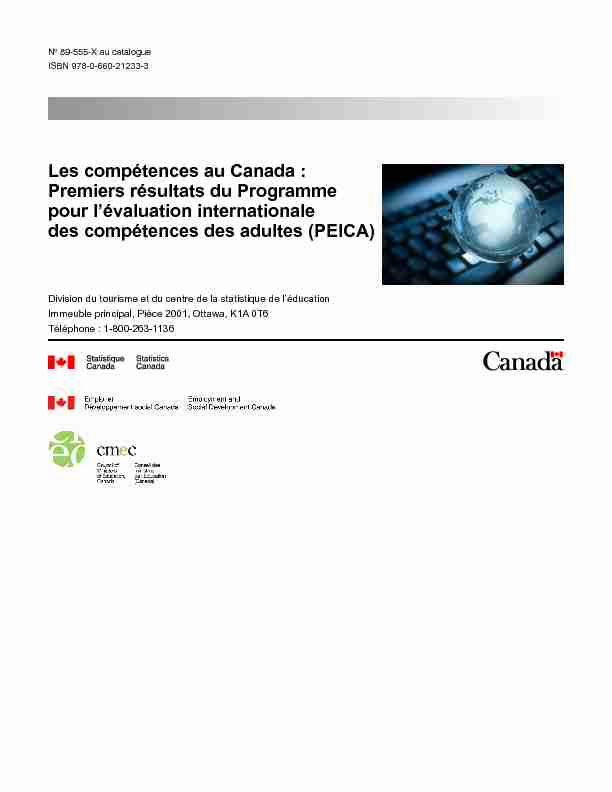 Les compétences au Canada : Premiers résultats du Programme