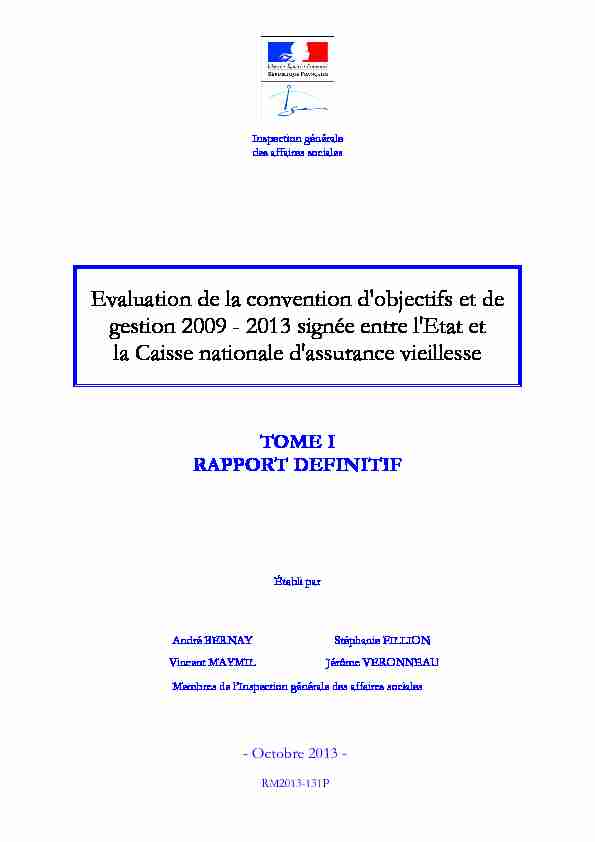 Evaluation de la convention dobjectifs et de gestion 2009 - 2013