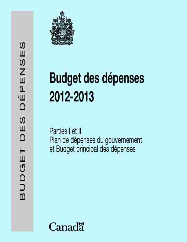 Budget des dépenses 2012-2013