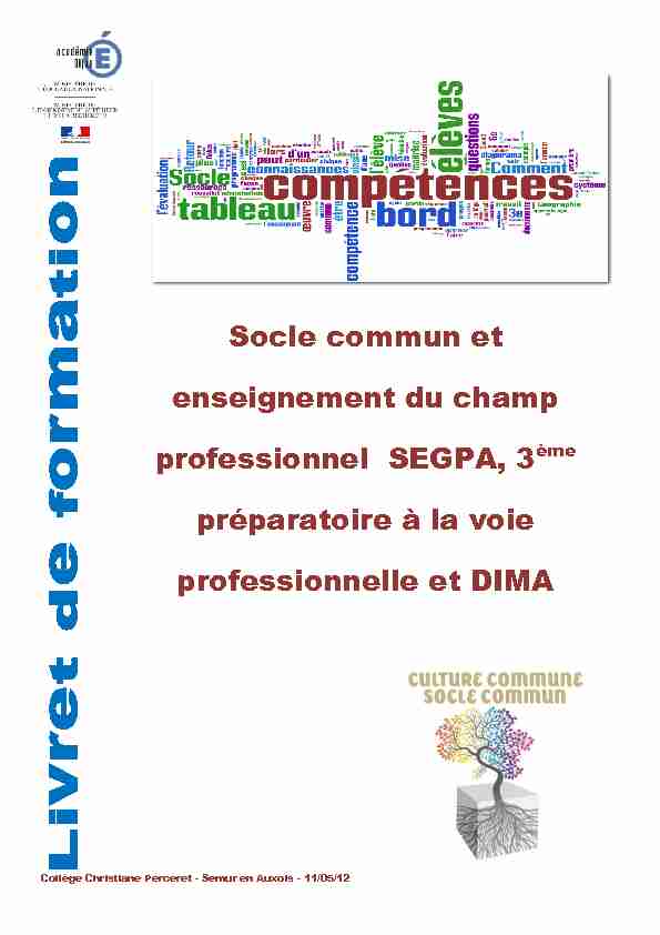 [PDF] Socle commun et enseignement du champ professionnel SEGPA