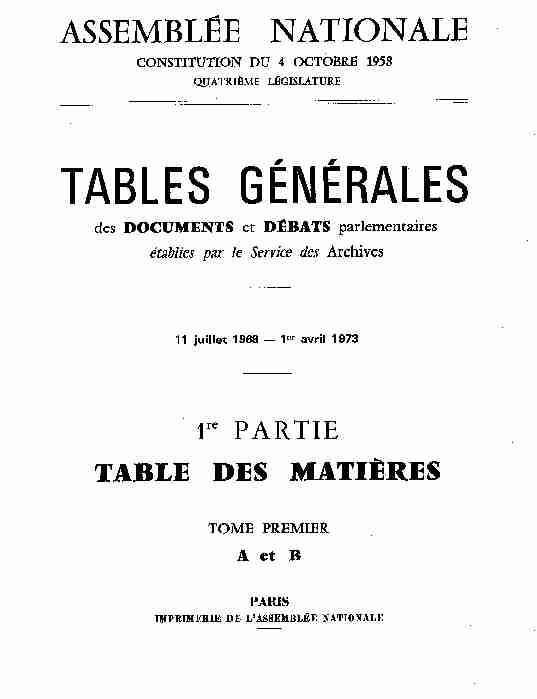 TABLES GÉNÉRALES