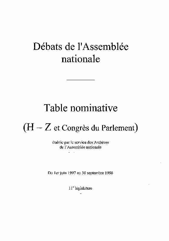 Débats de lAssemblée nationale Table nominative