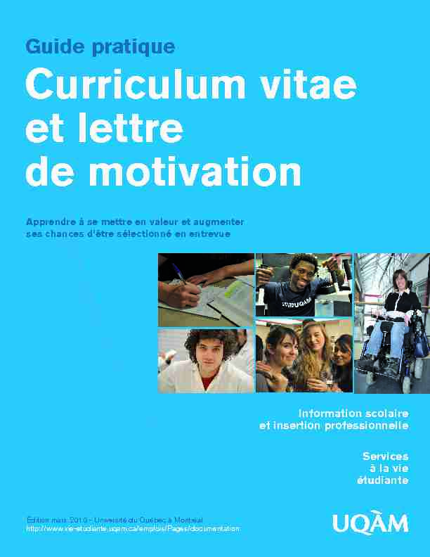 Guide pratique - Curriculum vitae et lettre de motivation