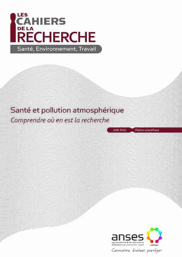 Cahier de la recherche 7 - Santé Pollution atmosphérique