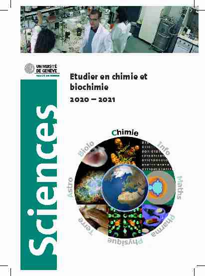 Etudier en chimie et biochimie – Guide de lÉtudiant-e 2020-2021