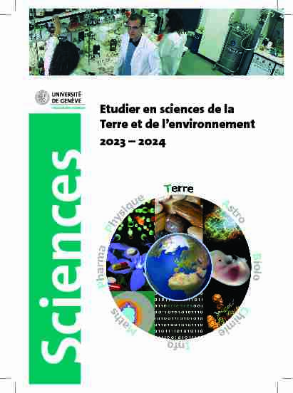 2021 – 2022 Etudier en sciences de la Terre et de lenvironnement