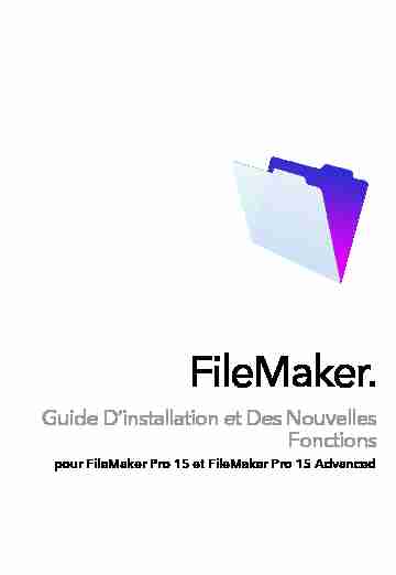 pdf Guide d’installation et des nouvelles fonctions de FileMaker