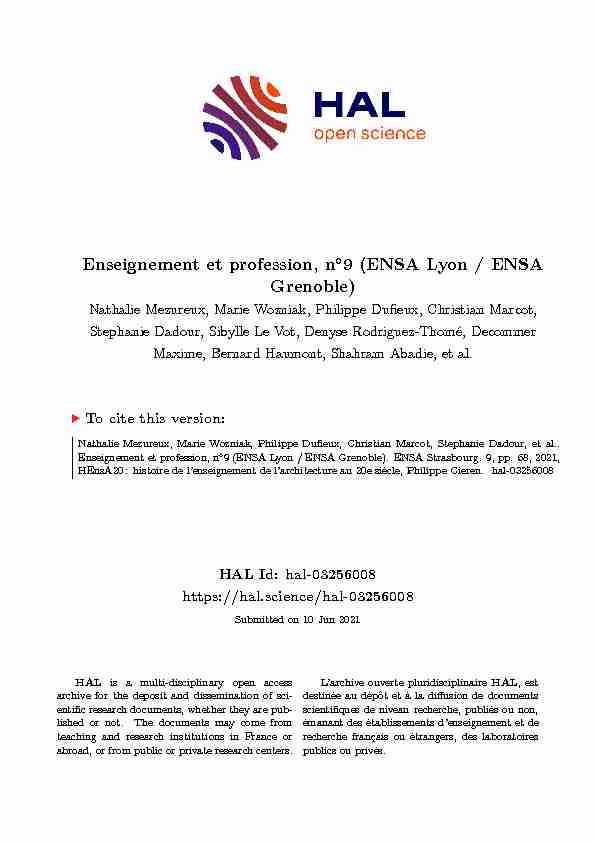 Enseignement et profession n°9 (ENSA Lyon / ENSA Grenoble)
