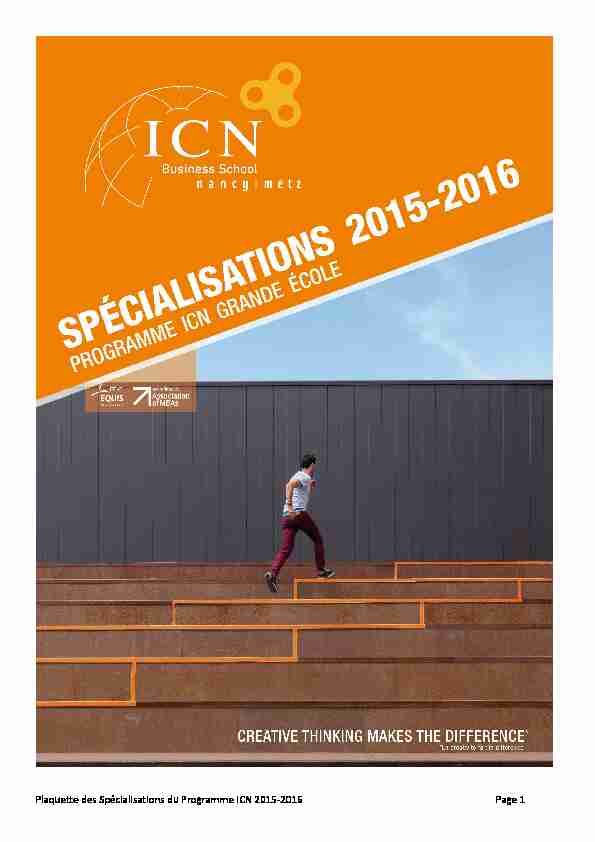 Plaquette des Spécialisations du Programme ICN 2015-2016