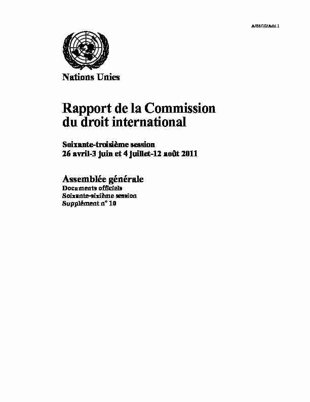 Nations Unies - Rapport de la Commission du droit international