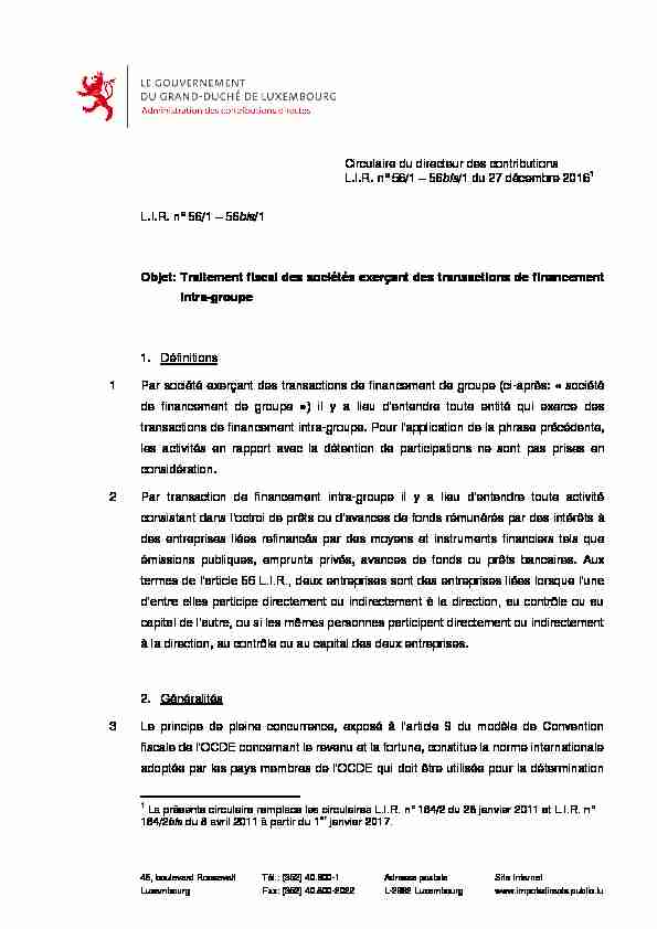 [PDF] Circulaire du directeur des contributions LIR n° 56/1 – 56bis/1 du 27