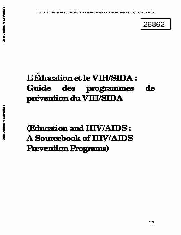 [PDF] une expérience sur la prévention du VIH/SIDA en milieu scolaire