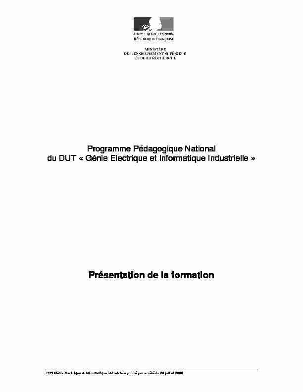 Programme Pédagogique National du DUT Génie Electrique et