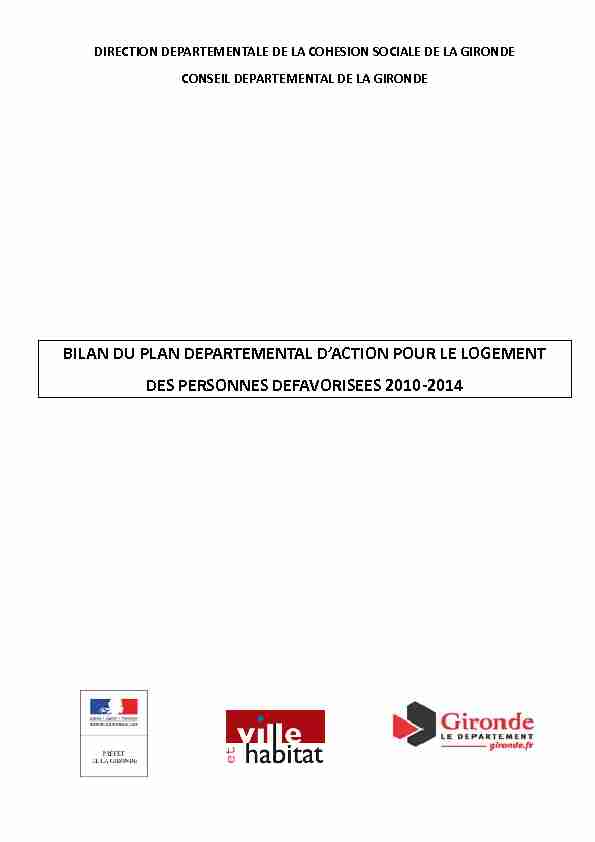 [PDF] PDALPD 33 BILAN 2010-2014 - format : PDF - Les services de lÉtat