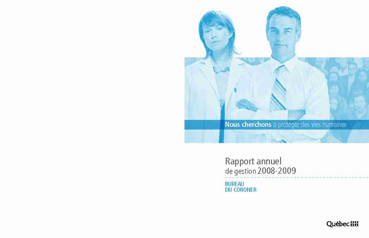 Rapport annuel de gestion 2008-2009