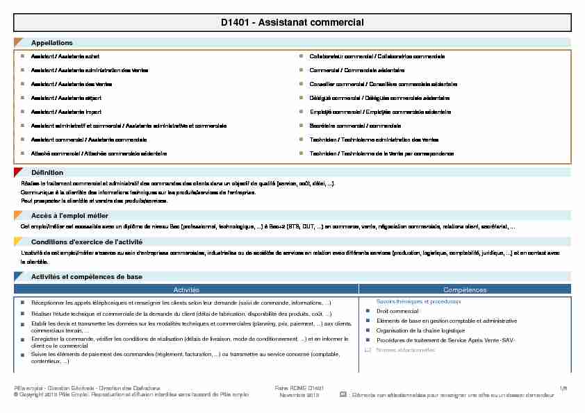 [PDF] Fiche Rome - D1401 - Assistanat commercial - SOI TC